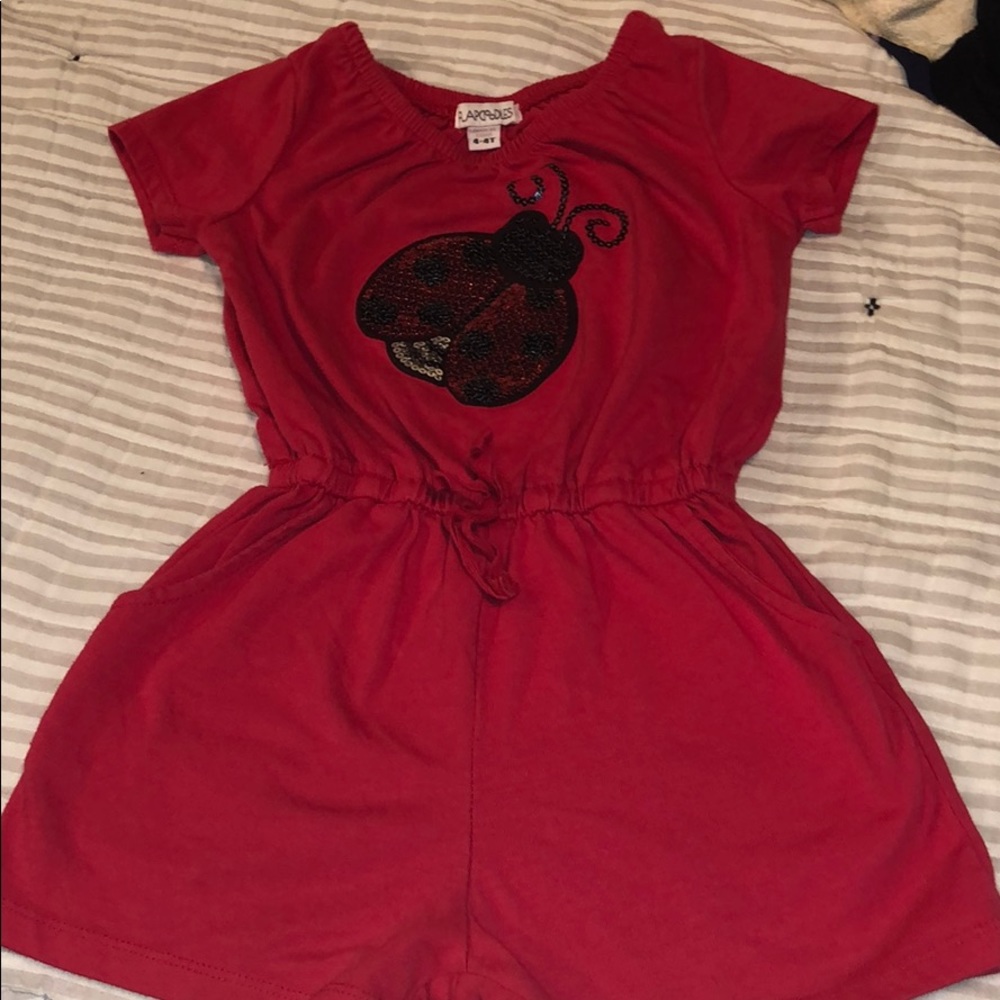 Girls red romper.